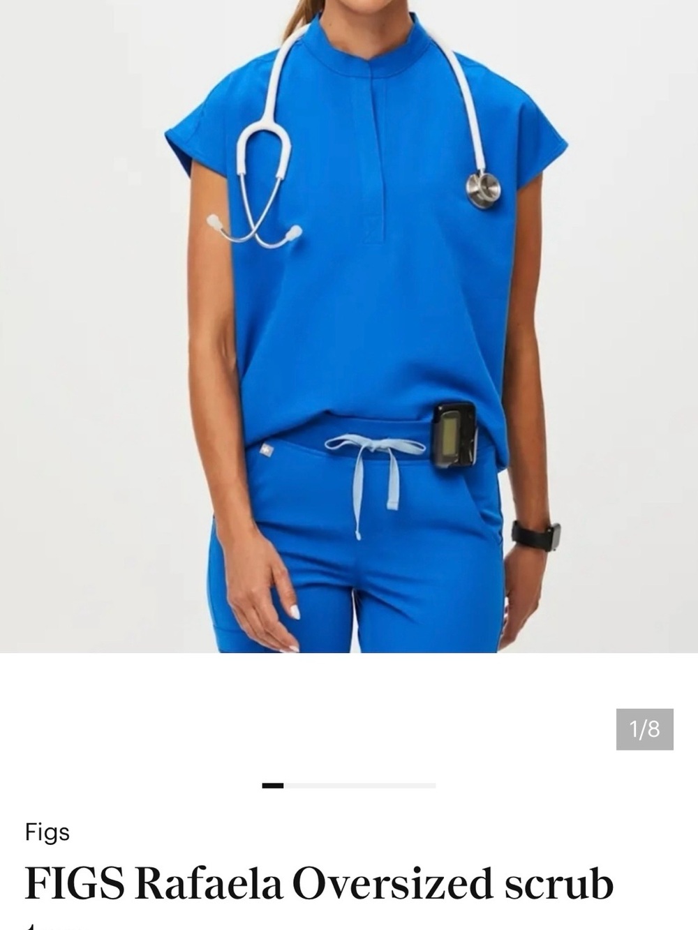 Figs Mandarine-Collar Scrub Top and bottom in Bright Blue